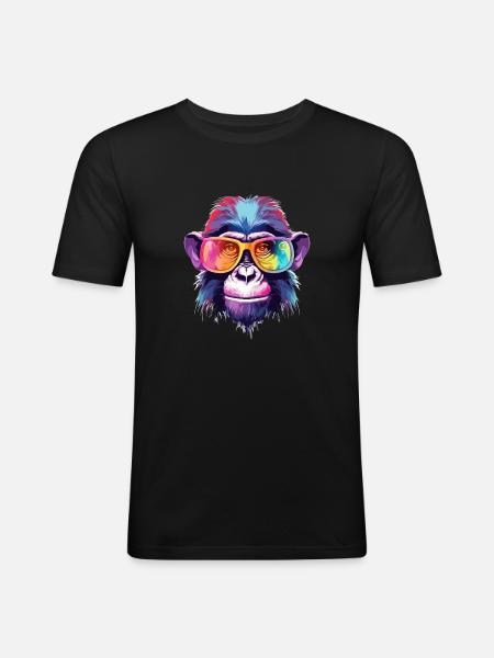 Djimbo the bespectacled monkey - Men's Slim Fit T-Shirt - black