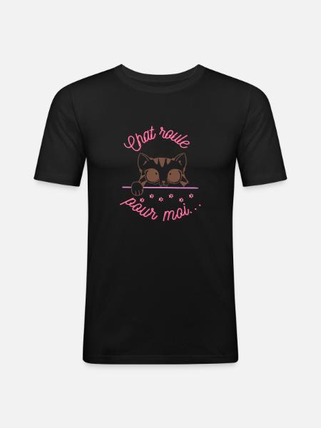 chat roule pour moi - T-shirt près du corps Homme - noir