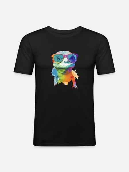 Zoozoo the lizard - Men's Slim Fit T-Shirt - black