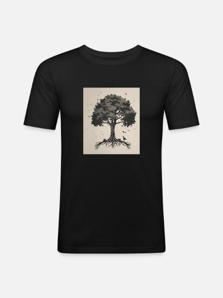 Baum des Lebens - Männer Slim Fit T-Shirt - Schwarz