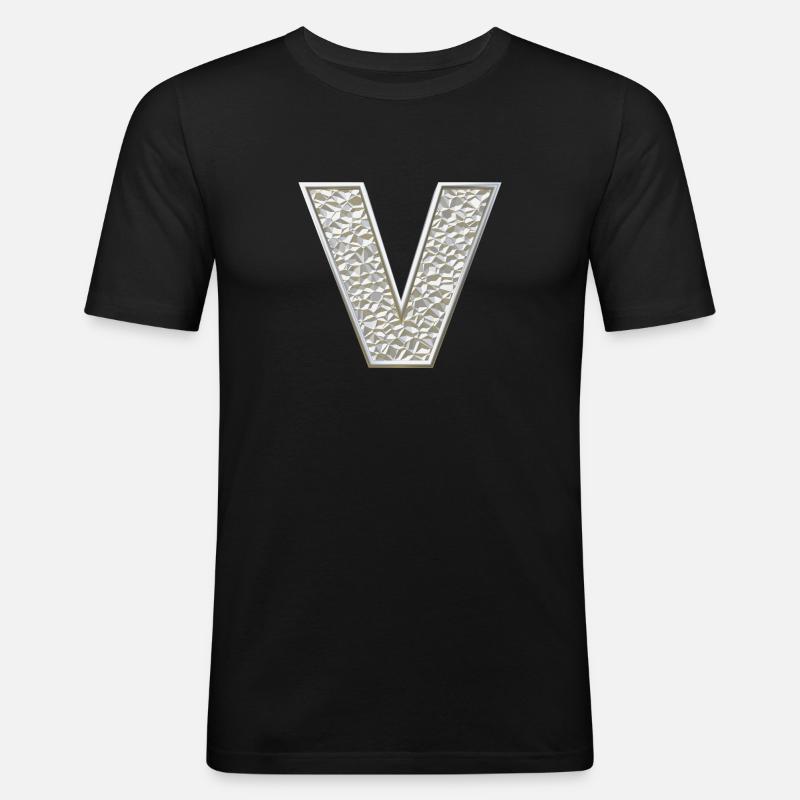 V, letter, initial, monogram, - Men's Slim Fit T-Shirt - black
