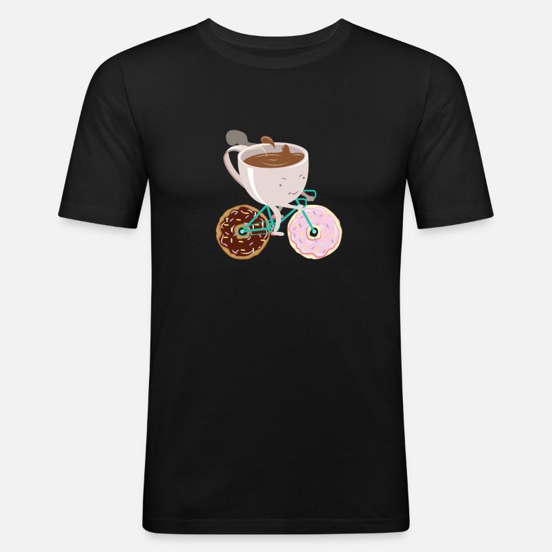 Donut Coffee Bicycle - Männer Slim Fit T-Shirt - Schwarz