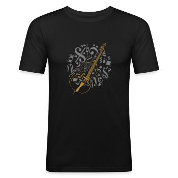 kontrabass in Notenkreis - Männer Slim Fit T-Shirt - Schwarz - Vorne - Nik (191cm)