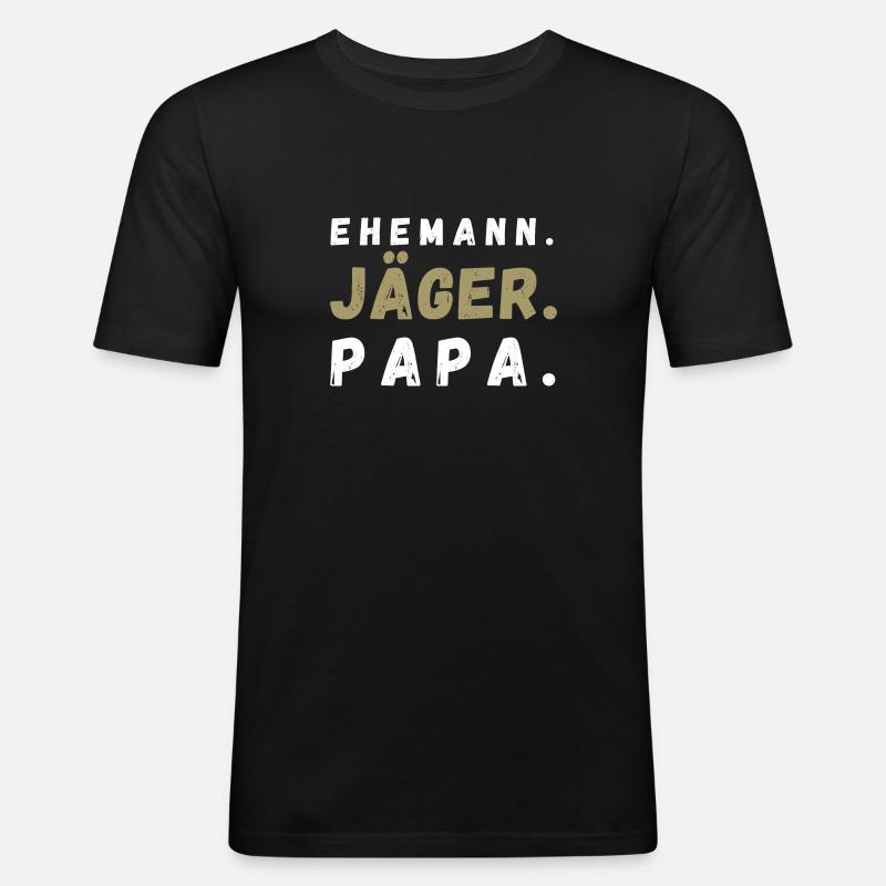 Ehemann Jäger Papa - Männer Slim Fit T-Shirt - Schwarz