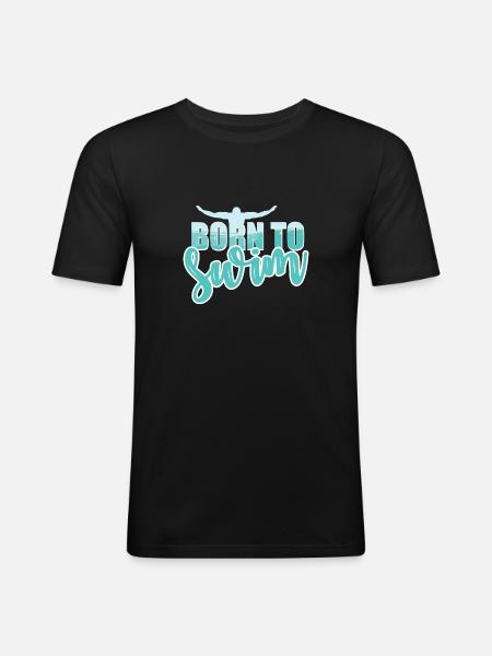 Né pour nager - T-shirt près du corps Homme - noir
