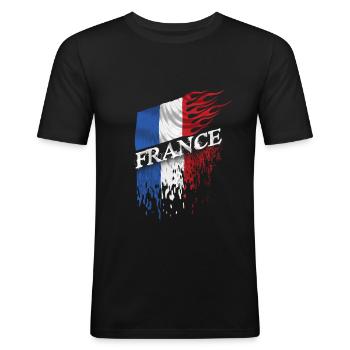 france drapeau - T-shirt près du corps Homme - noir - Devant - Nik (191cm)