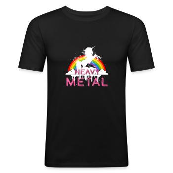 Heavy Metal Einhorn Musik - Männer Slim Fit T-Shirt - Schwarz - Vorne - Nik (191cm)
