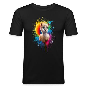 Graffitti lama - T-shirt près du corps Homme - noir - Devant - Nik (191cm)