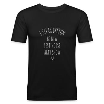Humour Breton Bretagne Breizh - T-shirt près du corps Homme - noir - Devant - Nik (191cm)