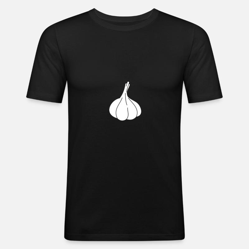 Knoblauch - Männer Slim Fit T-Shirt - Schwarz