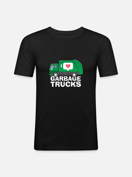 I love garbage trucks - Men's Slim Fit T-Shirt - black