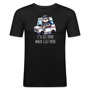 Ich werde es schaffen, wenn ich es schaffe - Männer Slim Fit T-Shirt - Schwarz - Vorne - Nik (191cm)