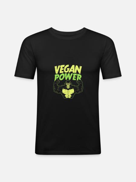 Vegan Power - Männer Slim Fit T-Shirt - Schwarz