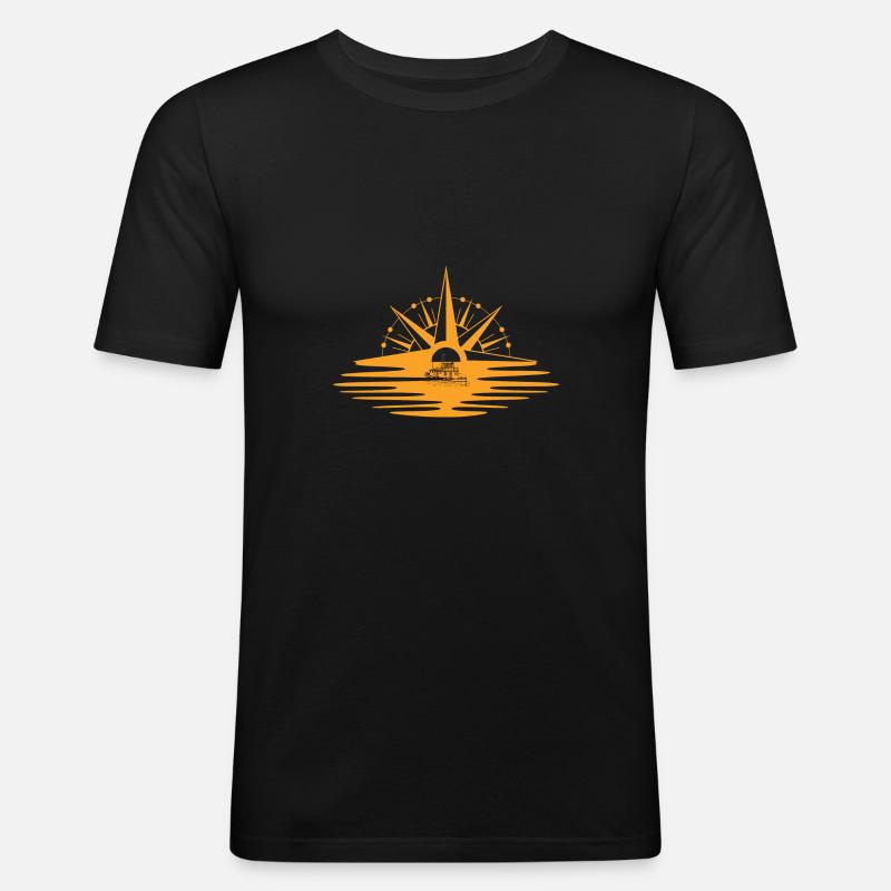 Kompass - Männer Slim Fit T-Shirt - Schwarz