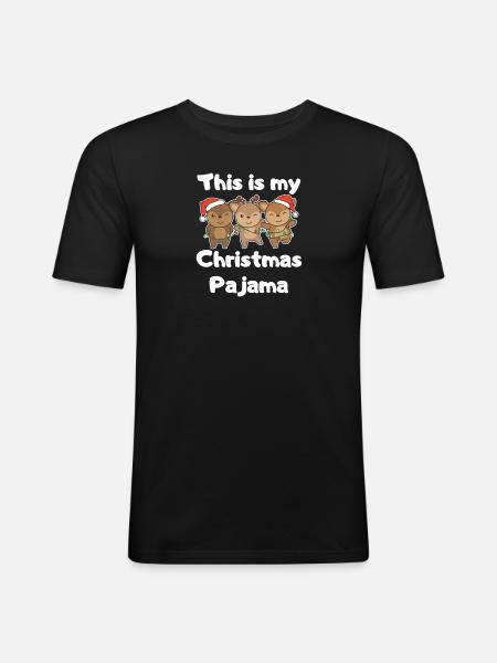 Deer Christmas Pajamas - Men's Slim Fit T-Shirt - black