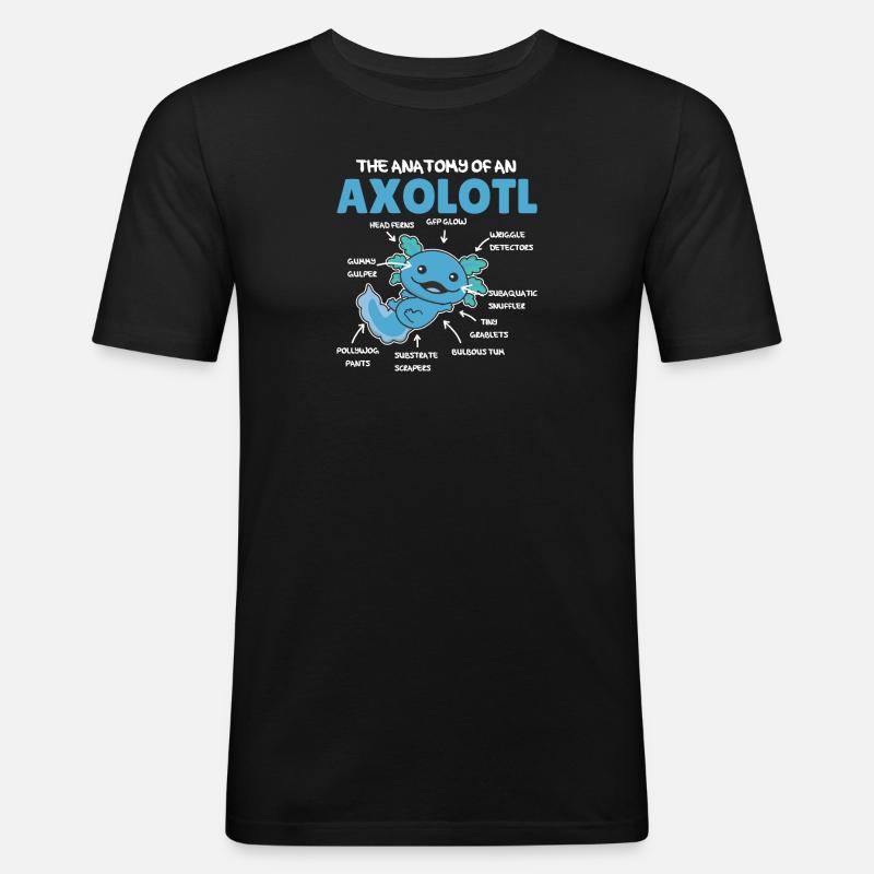Axolotl Explication Anatomie d’un Axolotl - T-shirt près du corps Homme - noir