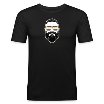 Bear Brotherhood Flagge Pride LGBTQ Bären Bart - Männer Slim Fit T-Shirt - Schwarz - Vorne - Nik (191cm)