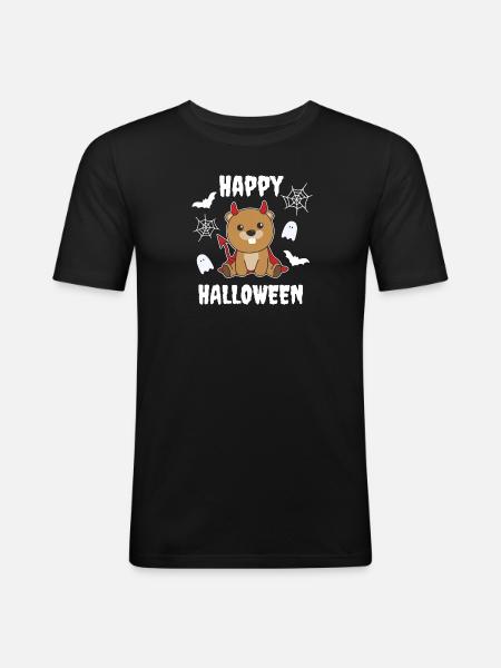 Beaver Happy Halloween Devil Costume - T-shirt près du corps Homme - noir