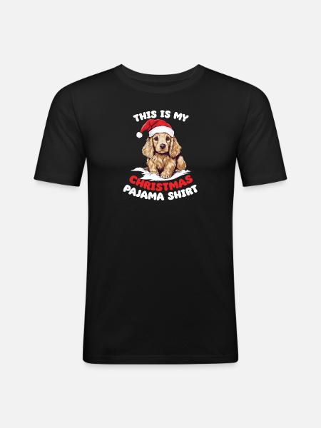 Cocker Spaniel Noël Pyjama Chiens - T-shirt près du corps Homme - noir