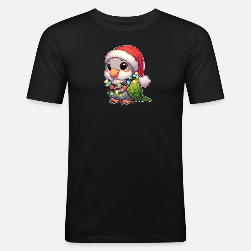 Weihnachten Lichterkette Mönchssittich - Männer Slim Fit T-Shirt - Schwarz