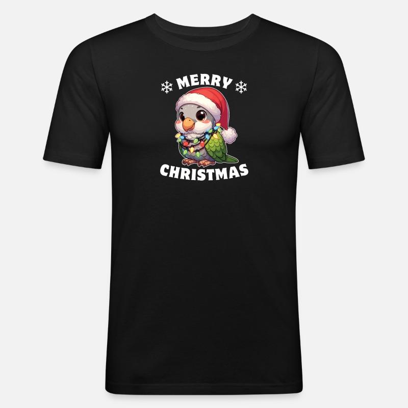 Weihnachten Lichterkette Mönchssittich - Männer Slim Fit T-Shirt - Schwarz