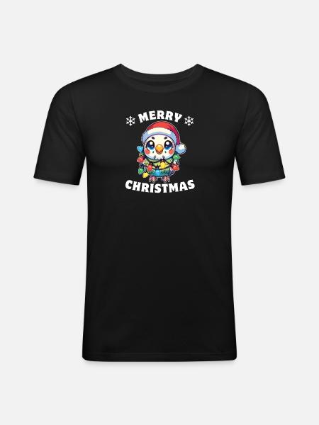 Christmas Fairy Lights Budgie - Men's Slim Fit T-Shirt - black