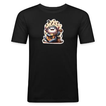Jamalotl Guitars Axolotl Hippie Joue De La Musique - T-shirt près du corps Homme - noir - Devant - Nik (191cm)