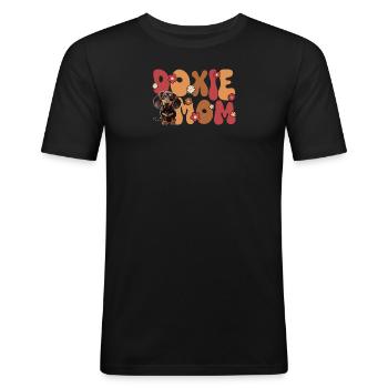 Dackel Groovy Doxie Mom - Männer Slim Fit T-Shirt - Schwarz - Vorne - Nik (191cm)