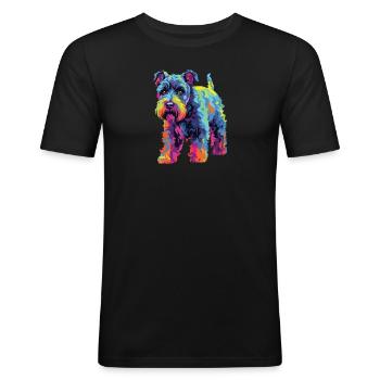 Wasserfarben Farbenfroher Kerry Blue Terrier - Männer Slim Fit T-Shirt - Schwarz - Vorne - Nik (191cm)
