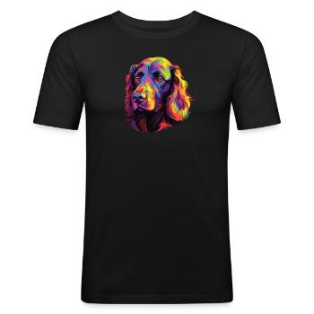 Aquarelle coloré Boykin Spaniel - T-shirt près du corps Homme - noir - Devant - Nik (191cm)