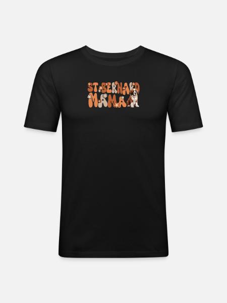 Bernhardiner Groovy St. Bernard Mama - T-shirt près du corps Homme - noir