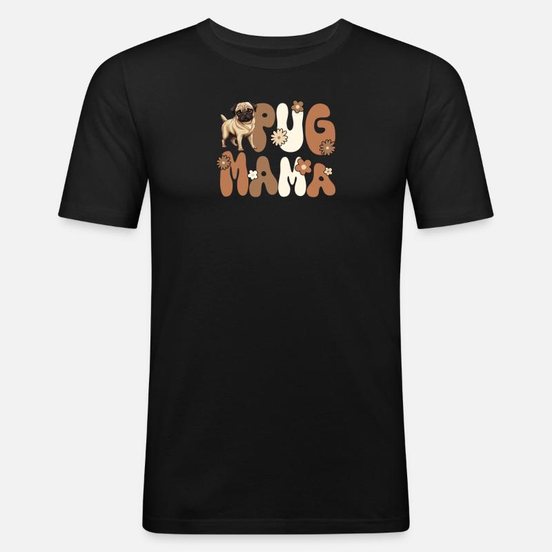 Mops Groovy Mops Mama - Männer Slim Fit T-Shirt - Schwarz
