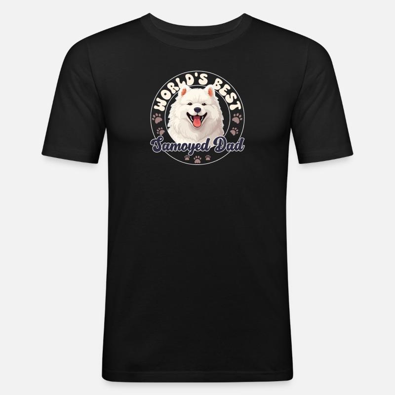 Samoyed Groovy Samoyed Dad - Men's Slim Fit T-Shirt - black