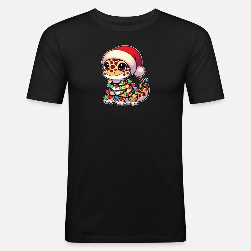 Fées de Noël Gecko léopard - T-shirt près du corps Homme - noir