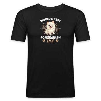 Zwergspitz Groovy Zwergspitz Dad - Männer Slim Fit T-Shirt - Schwarz - Vorne - Nik (191cm)