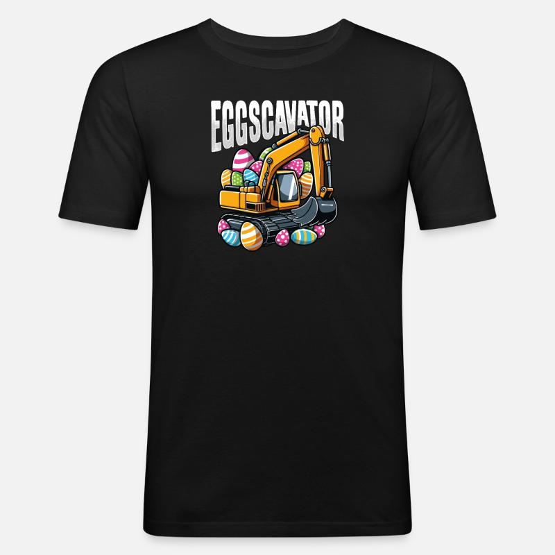 Eggscavator Lustiger Osterbagger Bagger - Männer Slim Fit T-Shirt - Schwarz