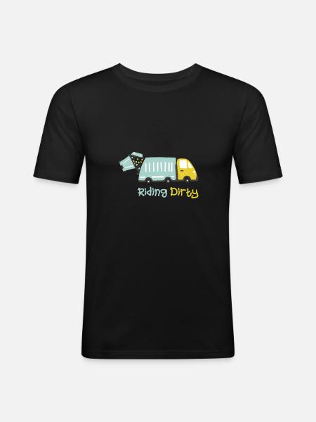 Driving a dirty garbage truck - Men's Slim Fit T-Shirt - black