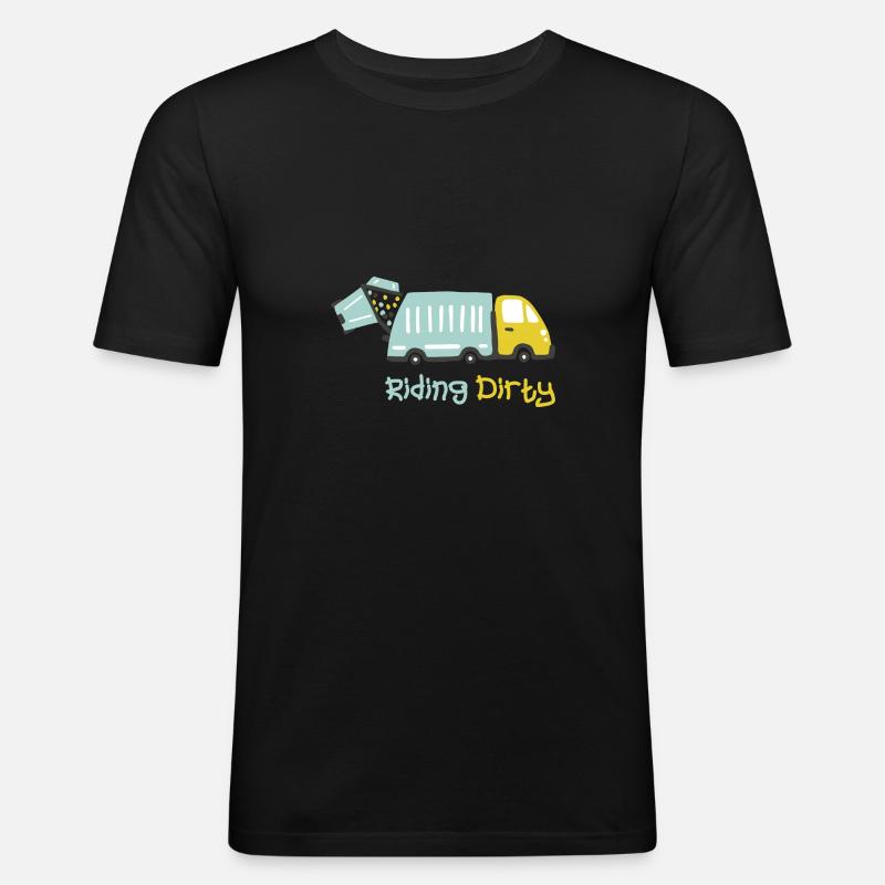Fahren Mit Einem Schmutzigen Müllwagen - Männer Slim Fit T-Shirt - Schwarz