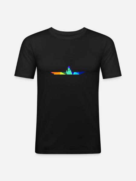 Aircraft Carrier Rainbow Polygon Ships - Men's Slim Fit T-Shirt - black