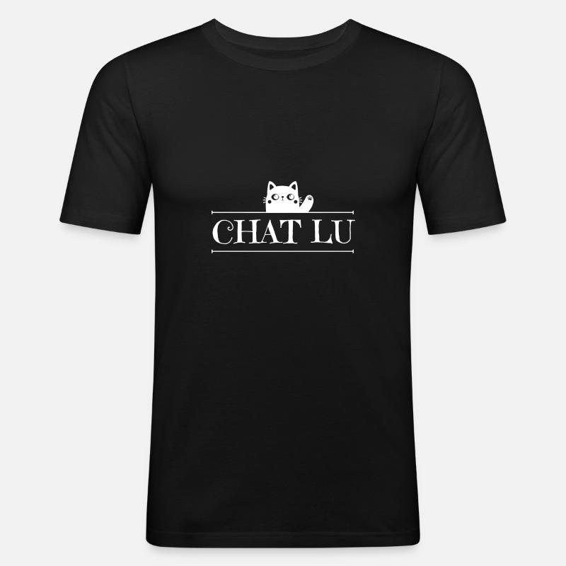 Chat Lu - Männer Slim Fit T-Shirt - Schwarz