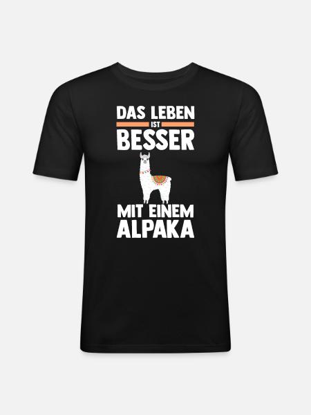 Alpaka - Männer Slim Fit T-Shirt - Schwarz