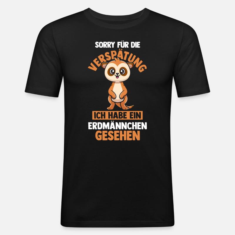 Erdmännchen - Männer Slim Fit T-Shirt - Schwarz
