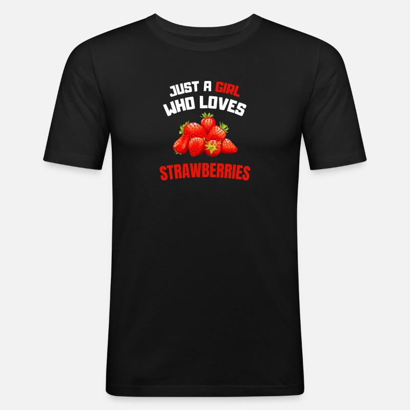 Sommer Obst Mädchen Geschenk Erdbeere - Männer Slim Fit T-Shirt - Schwarz