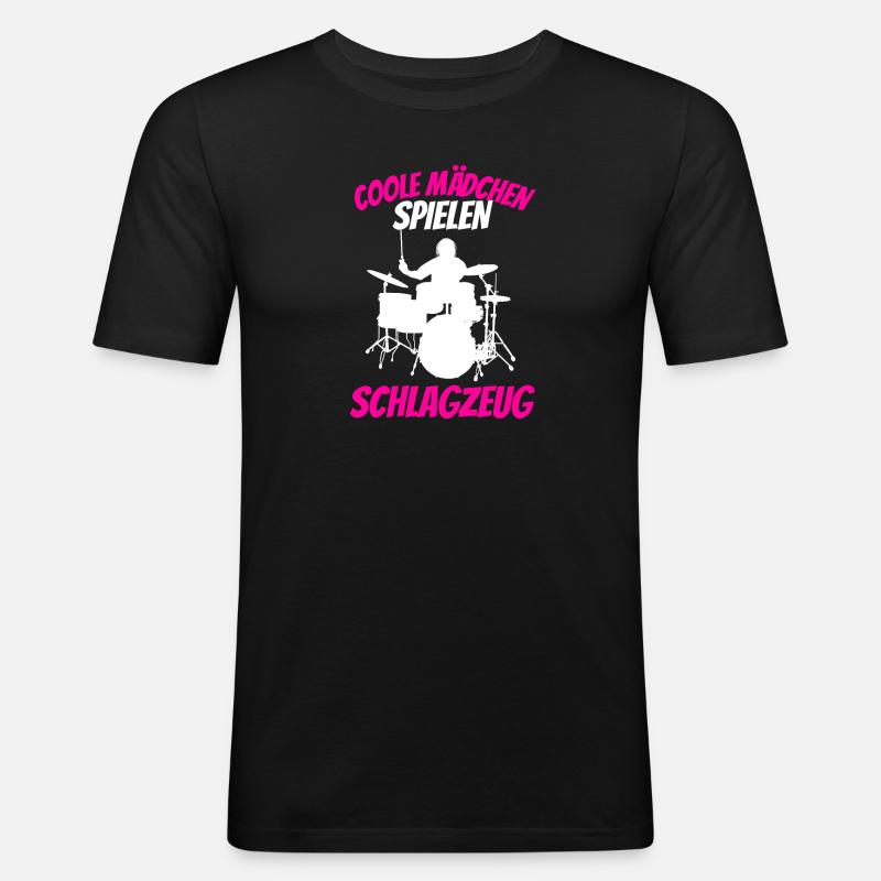 Schlagzeuger Drummer Mädchen Geschenk Schlagzeug - Männer Slim Fit T-Shirt - Schwarz