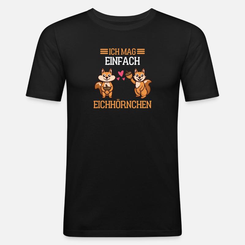 Waldbewohner Nagetier Geschenk Eichhörnchen - Männer Slim Fit T-Shirt - Schwarz
