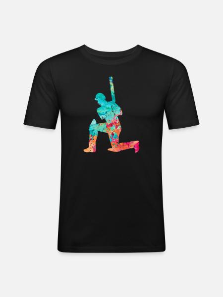 Cricketers in Popart - Men's Slim Fit T-Shirt - black