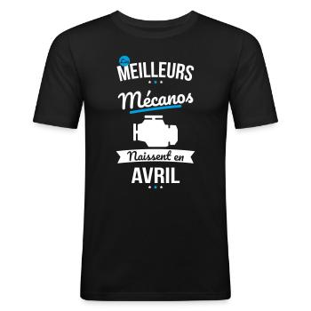 Les meilleurs mécanos naissent en Avril - T-shirt près du corps Homme - noir - Devant - Nik (191cm)