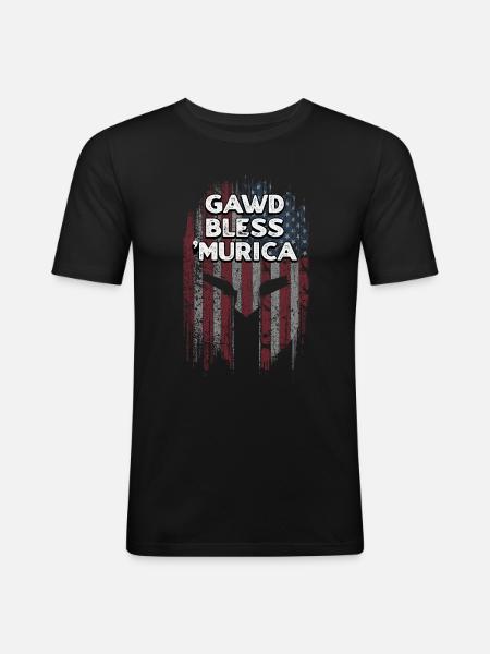 Gawd Bless Murica 4 luglio Meme Quarto di - Maglietta aderente da uomo - nero