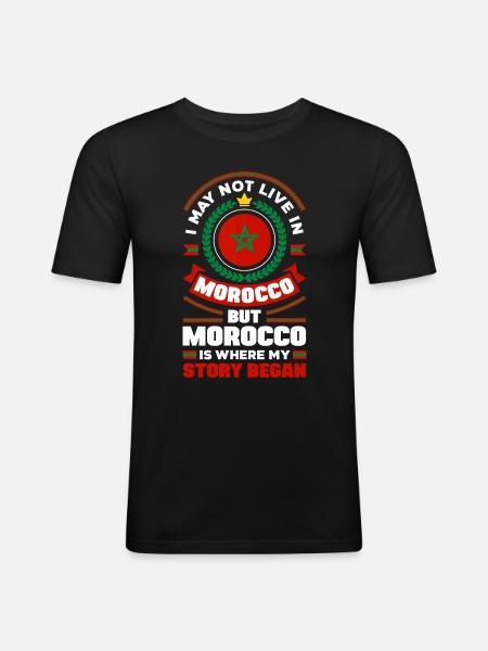 Maroc Maroc Maroc Drapeau Citation - T-shirt près du corps Homme - noir