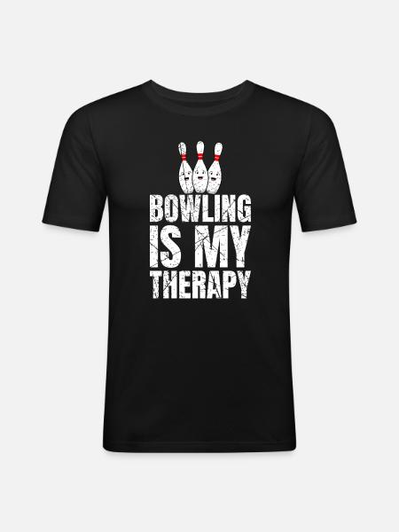 Bowling Is My Therapy - Men's Slim Fit T-Shirt - black
